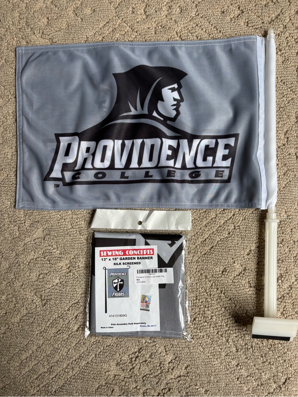 Providence College Gray Car Flag with Pole